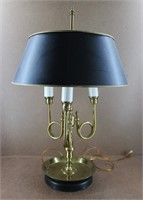 French Brass Three Arm Bouillote Table Lamp