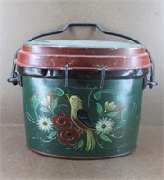Mid Century English Hand Painted Tole Bucket