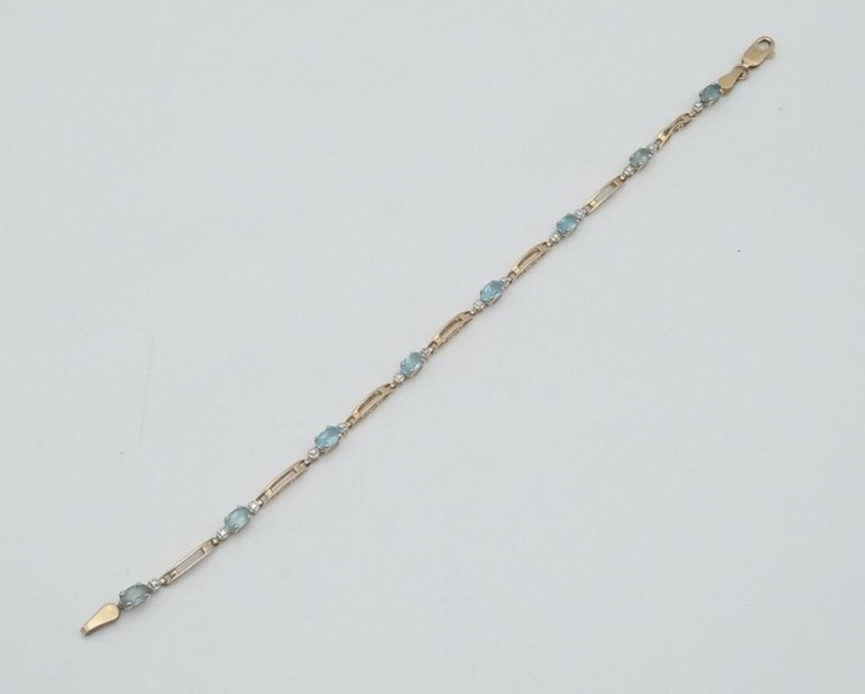 14K Yellow Gold Blue Topaz Bracelet