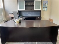 Large Walnut Colored Credenza Desk