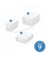 9 piece white plastic stacking storage set