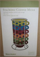 World Market (6) Stacking Mug Set w/ Stand