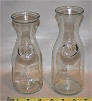 (2) Clear Glass Carafe Pitchers 7 & 7.75"