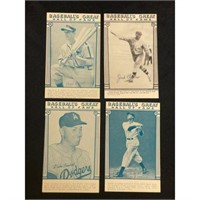 (4) Vintage Baseball Exhibit Cards