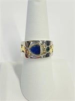 Unmarked Silver & Gemstone Ring Sz 8