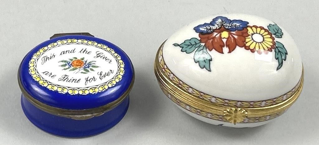 Crummles & Limoges Enamel Pill Boxes.