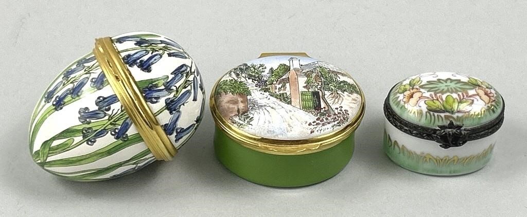 3 Enamel Pill Boxes (1 Limoges).