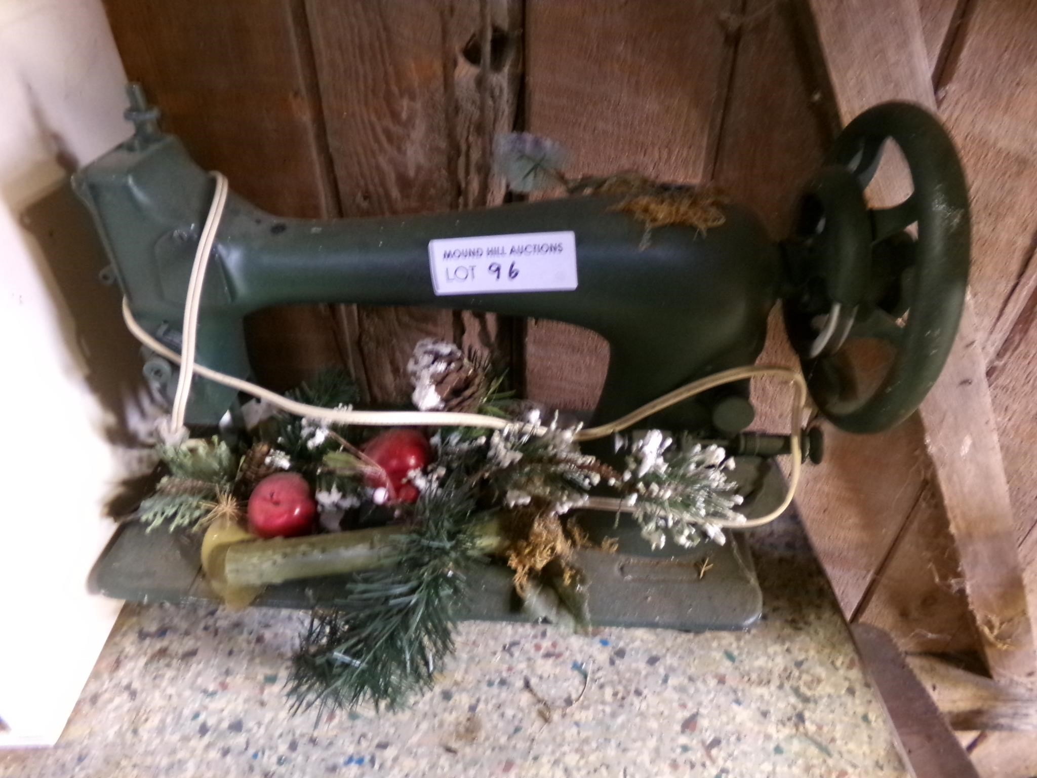 Old sewing machine, holiday decorated