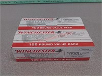 (200) Winchester 9mm FMJ ammo ammunition
