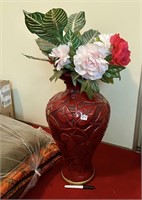 RED VASE WITH FLOWERS