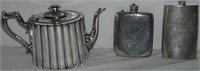 Silver Teapot and Flasks