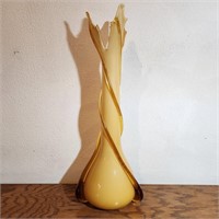 18" Murano Style Twisted Amber Spiral Vase