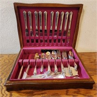 Chest of W.M. Rogers Silver Plate Flatware