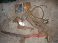 ICE TONGS, HAY KNIFE, & MISC VINTAGE ITEMS