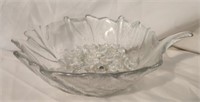 Large glass leaf bowl