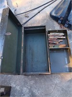 Old military foot locker with contents