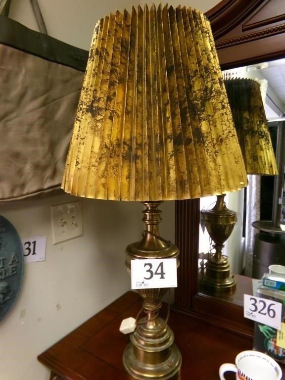 HEAVY BRASS LAMP WITH SHADE