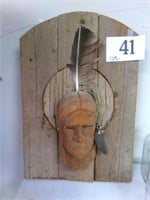 WOODEN INDIAN WALL PLAQUE 1978