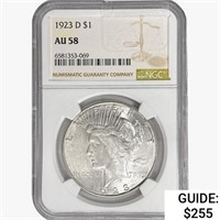 1923-D Silver Peace Dollar NGC AU58