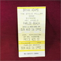 1992 Bryan Adams Concert Ticket Stub