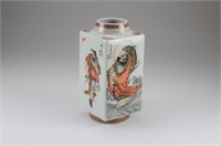 CHINESE ENAMEL PAINTED LUOHAND THEME CONG VASE