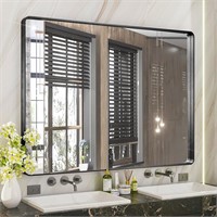 WBBZLEY 40x30 Inch Black Bathroom Mirror