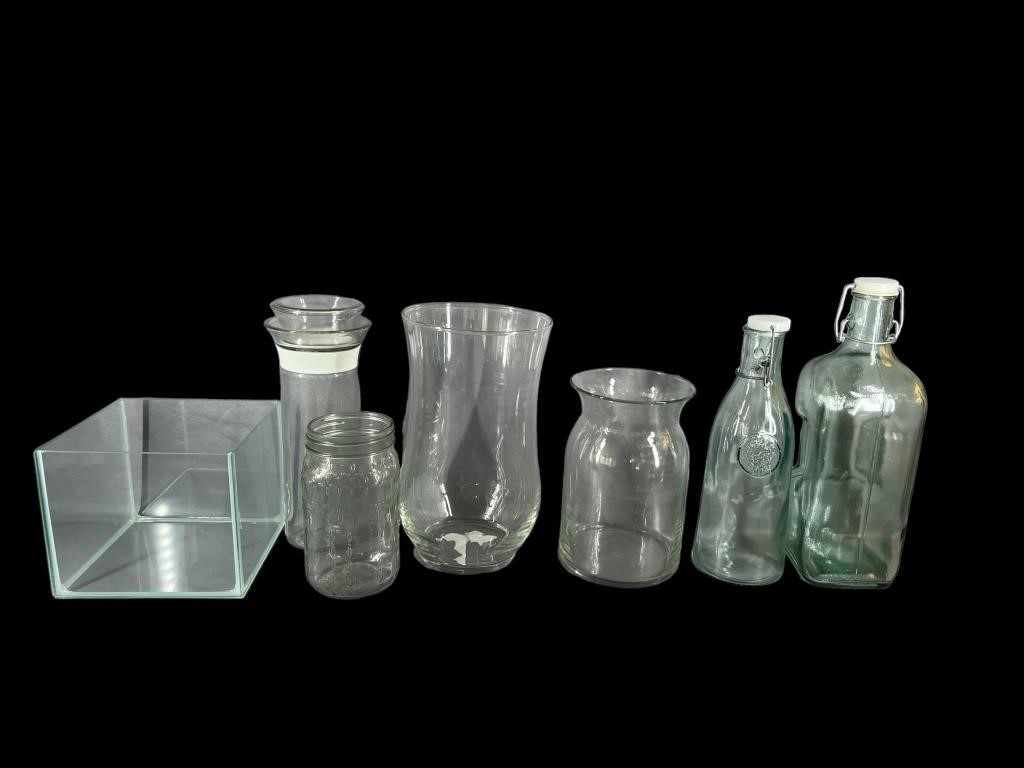 A Collection Of Glass Vases & Jars