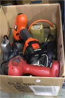 Box lot with jigsaw , three drills, one is a