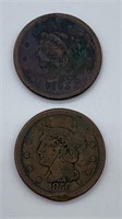 (2) 1800’s One Cent Coins