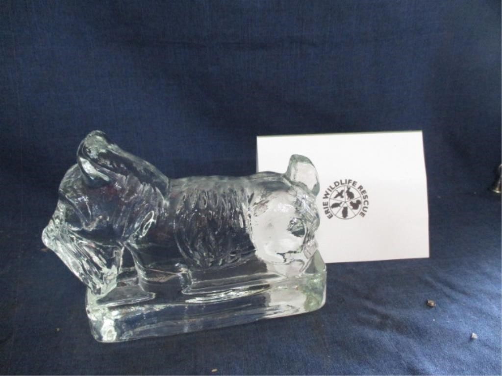 glass dog paperweight