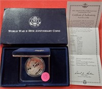 SILVER WORLD WAR 11 50TH ANNIVERSARY COIN(10)