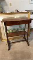 Antique side table, with one drawer below, and