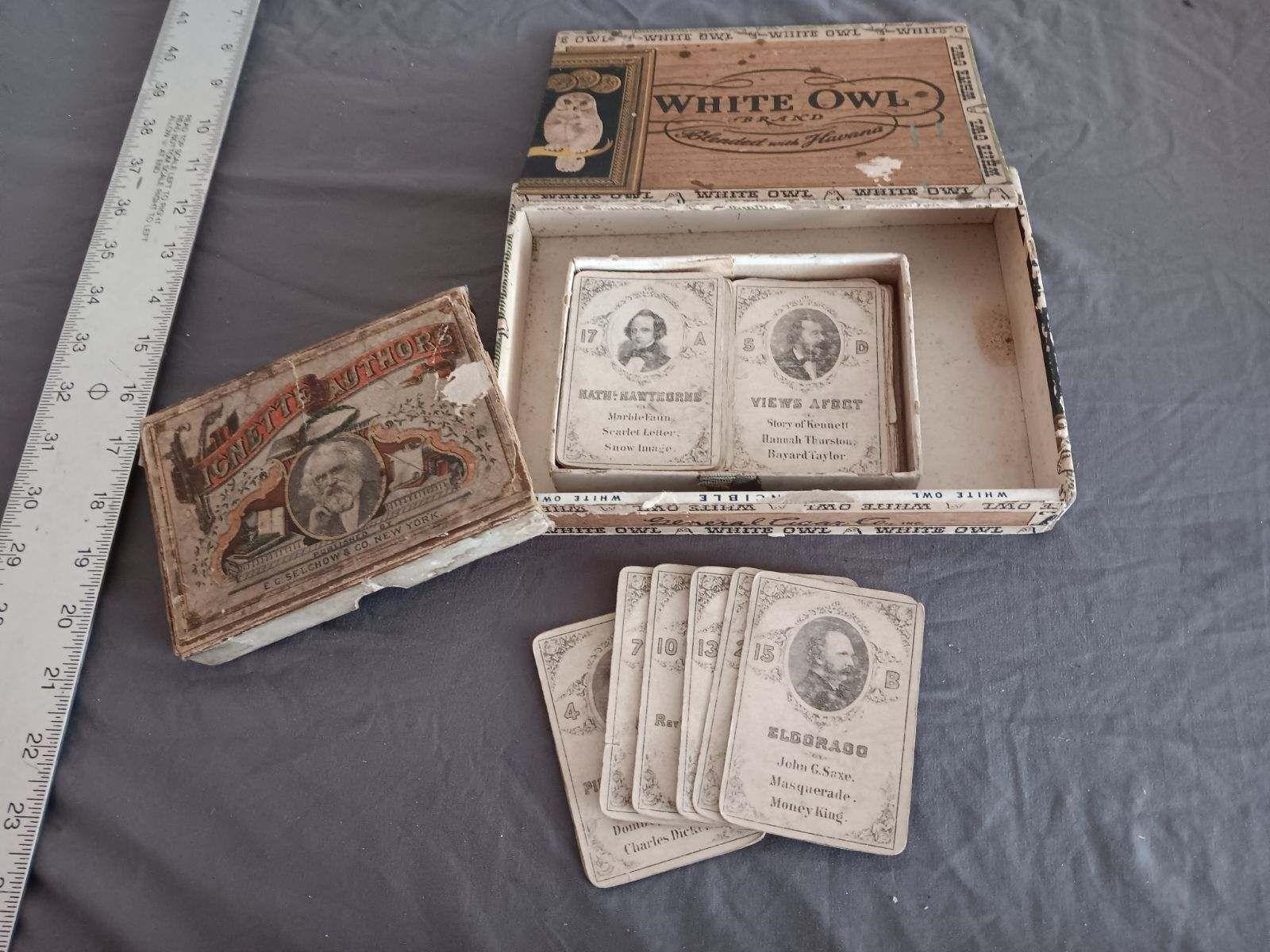 ANTIQUE C. 1875 VIGNETTE AUTHORS CARD GAME