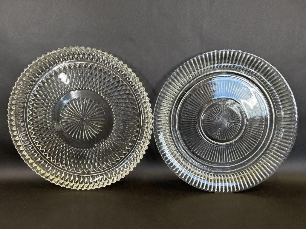 Two Clear Glass Serving Dishes