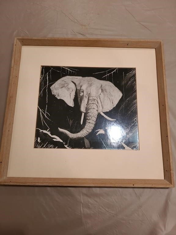 Multimedia elephant print. Basement billiard.