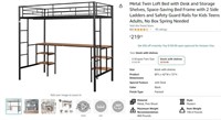 E6119 Twin Loft Bed with Desk and Storage Black