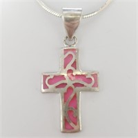 $60 Silver Cross Crystal Necklace
