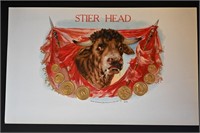 Stier Head Vintage Cigar Label Stone Lithograph Ar