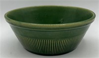 Green Pottery Bowl Ribbed Design