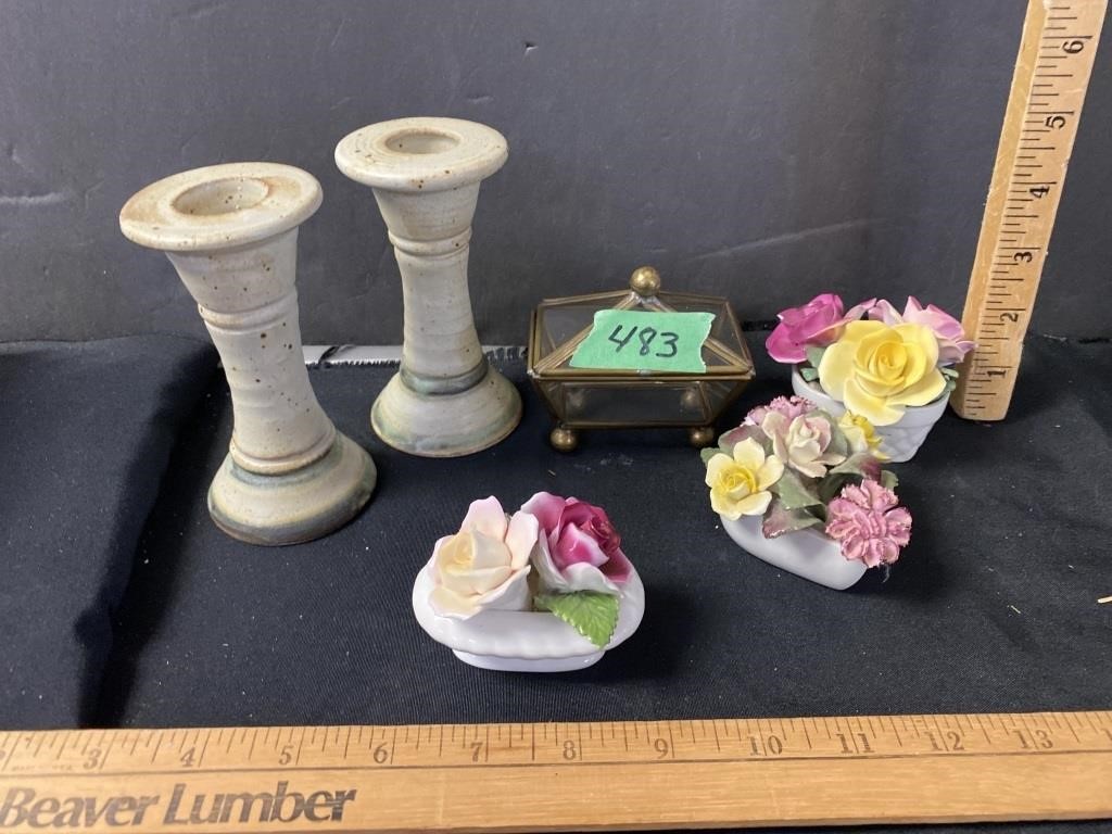 Bone China flower arrangements/pottery candle