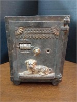JE Stevens watch dog cast iron safe bank. Needs