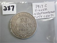 1917C  Silver Newfoundland Fifty Cents Coin
