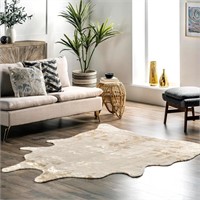nuLOOM Faux Cowhide Area Rug , Shaped 4x5