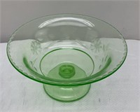 Green Depression Glass Bowl 4x9in