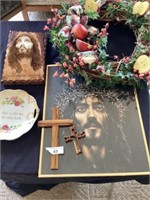 Religious items & fruit wreath