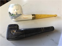 2 OLD CERAMIC & POTTERY SMOKING PIPES