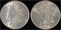 1883-O & 1921 MORGAN DOLLARS AU/BU