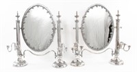 Pair English Silverplate Dressing Mirrors