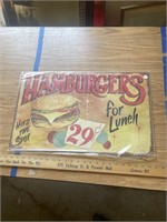 Metal hamburger sign