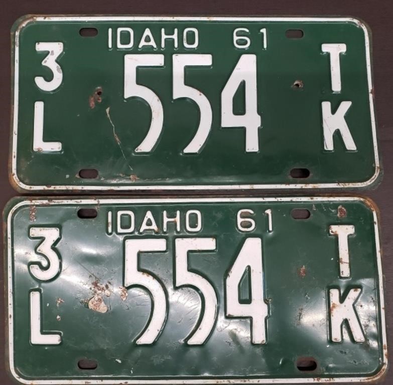 Set of 1961 Idaho 3L Truck Plates. 6"x12"